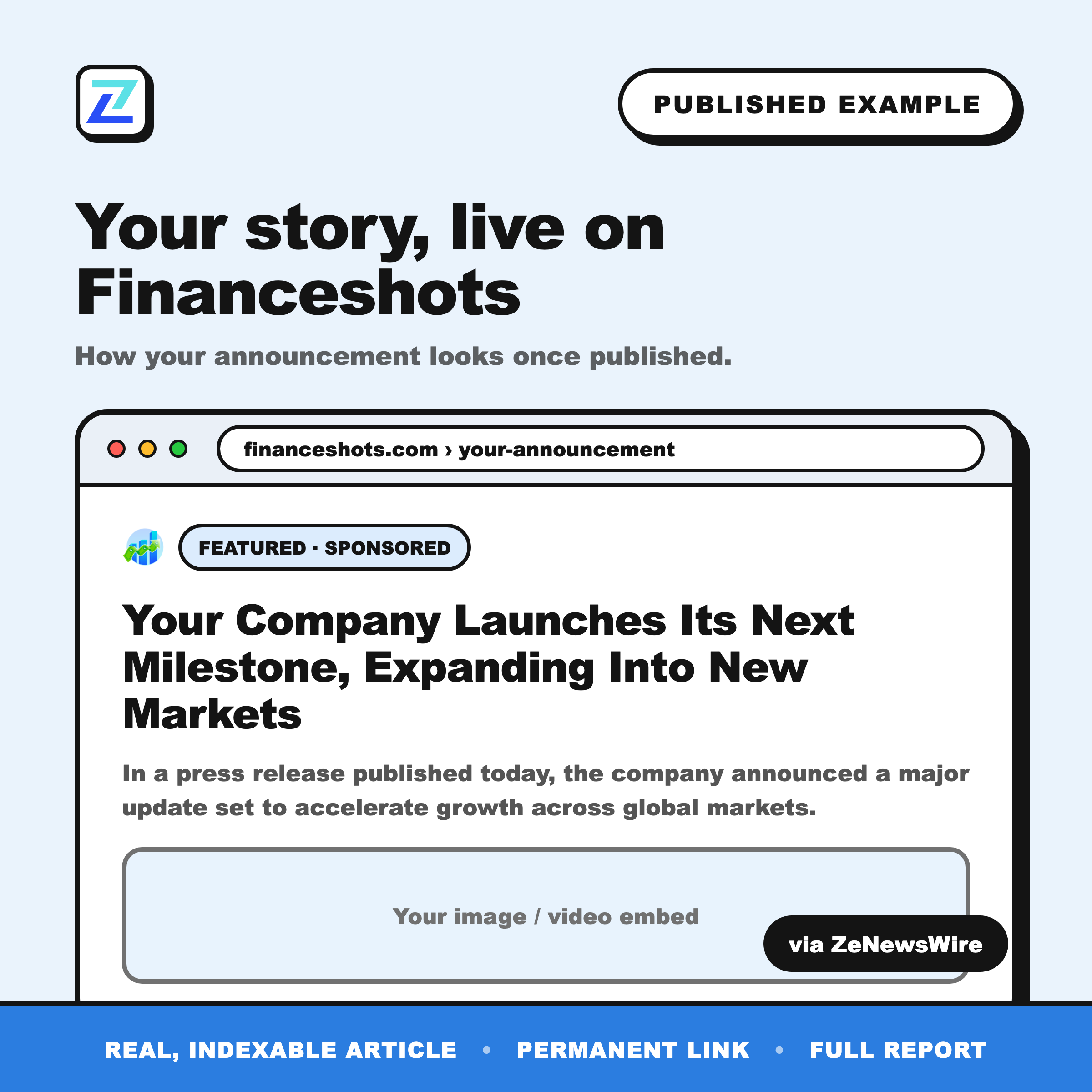 Financeshots published example