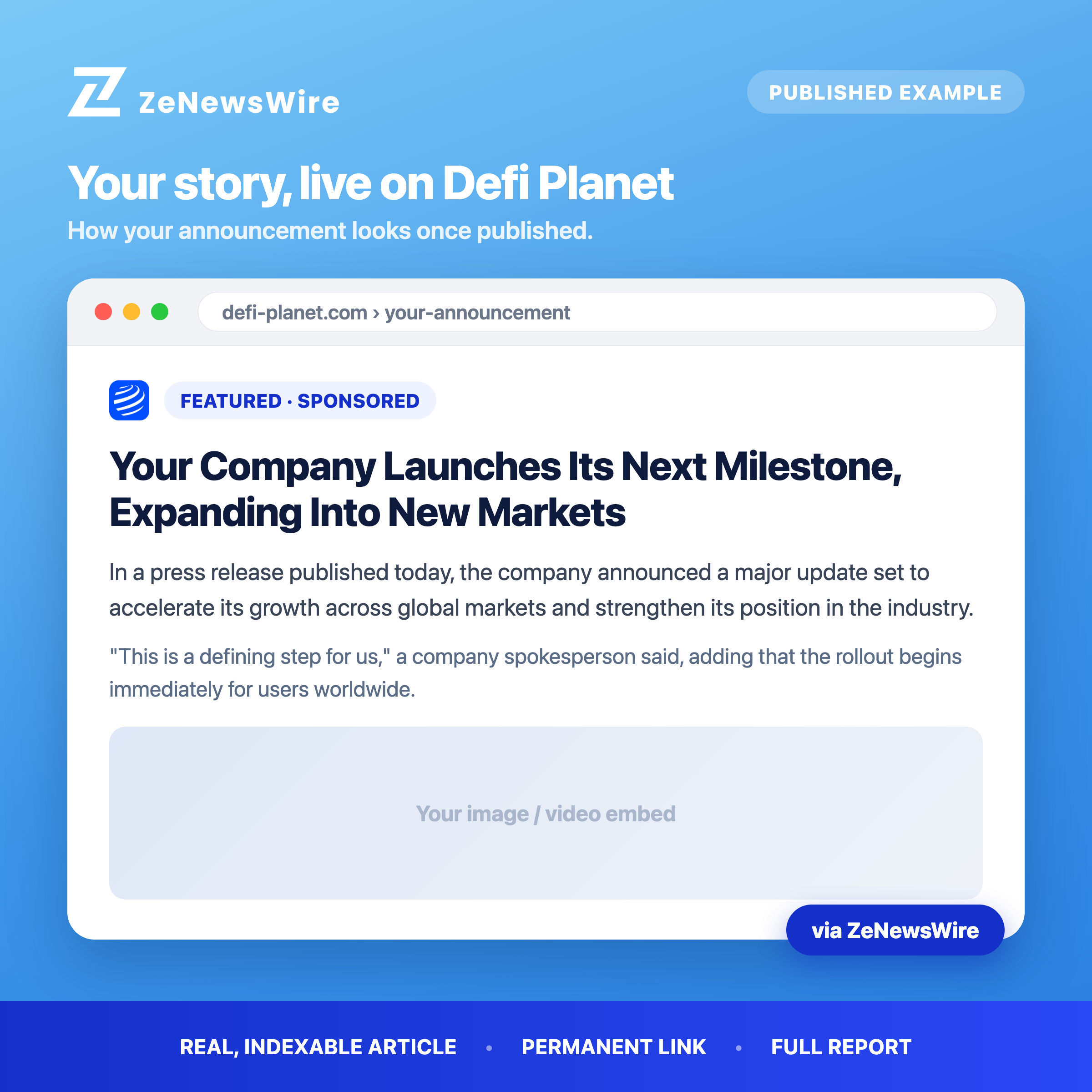 Defi Planet published example
